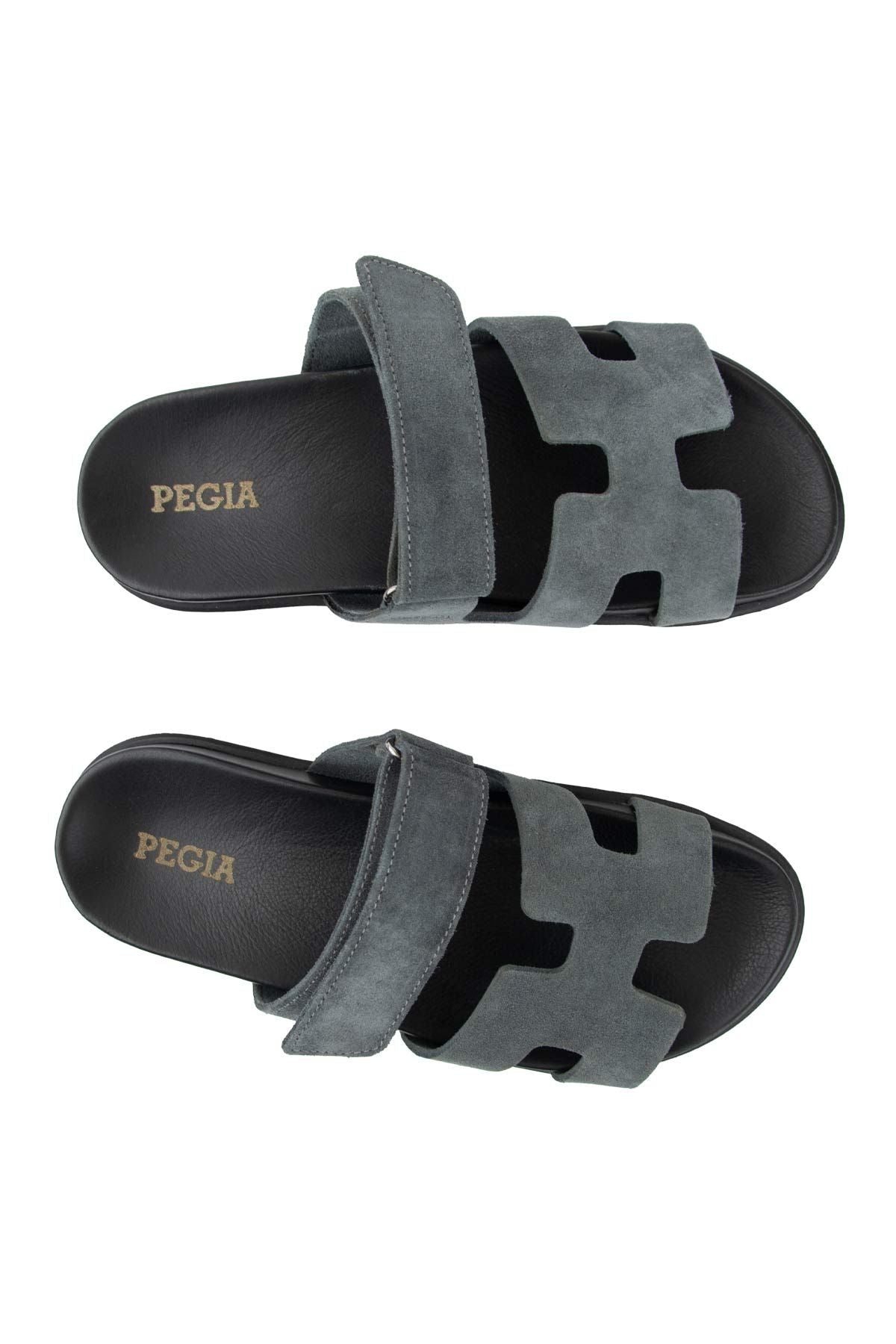 Pegia Women's Genuine Suede Strap Sandal 215555  - Grey