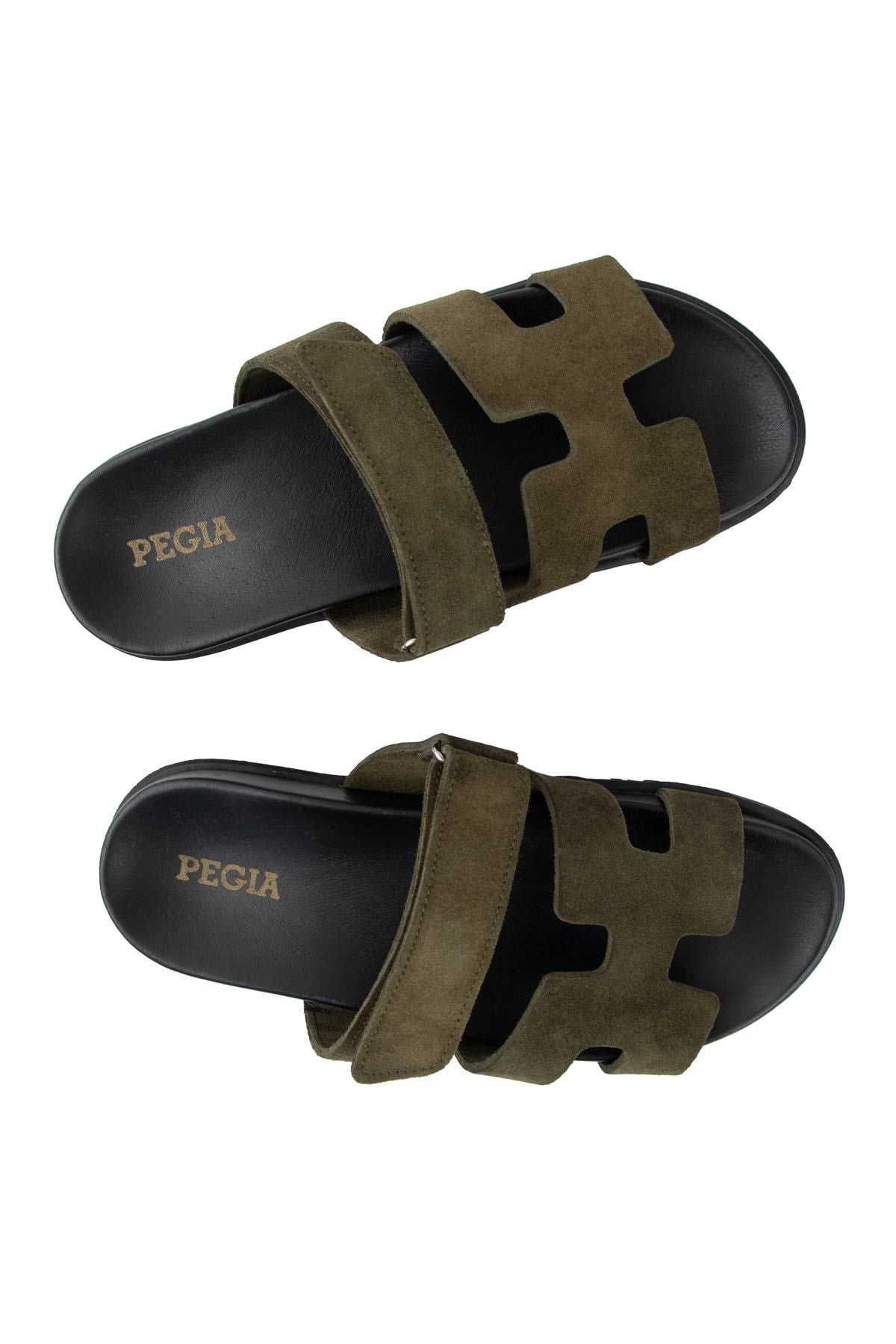 Pegia Women's Genuine Suede Strap Sandal 215555  - Khaki