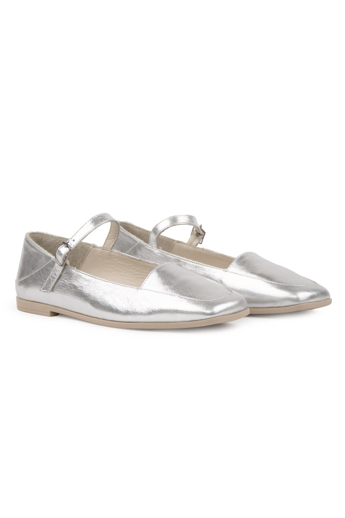 Pegia Women's Leather Ballet Flats DG6065  - Silver