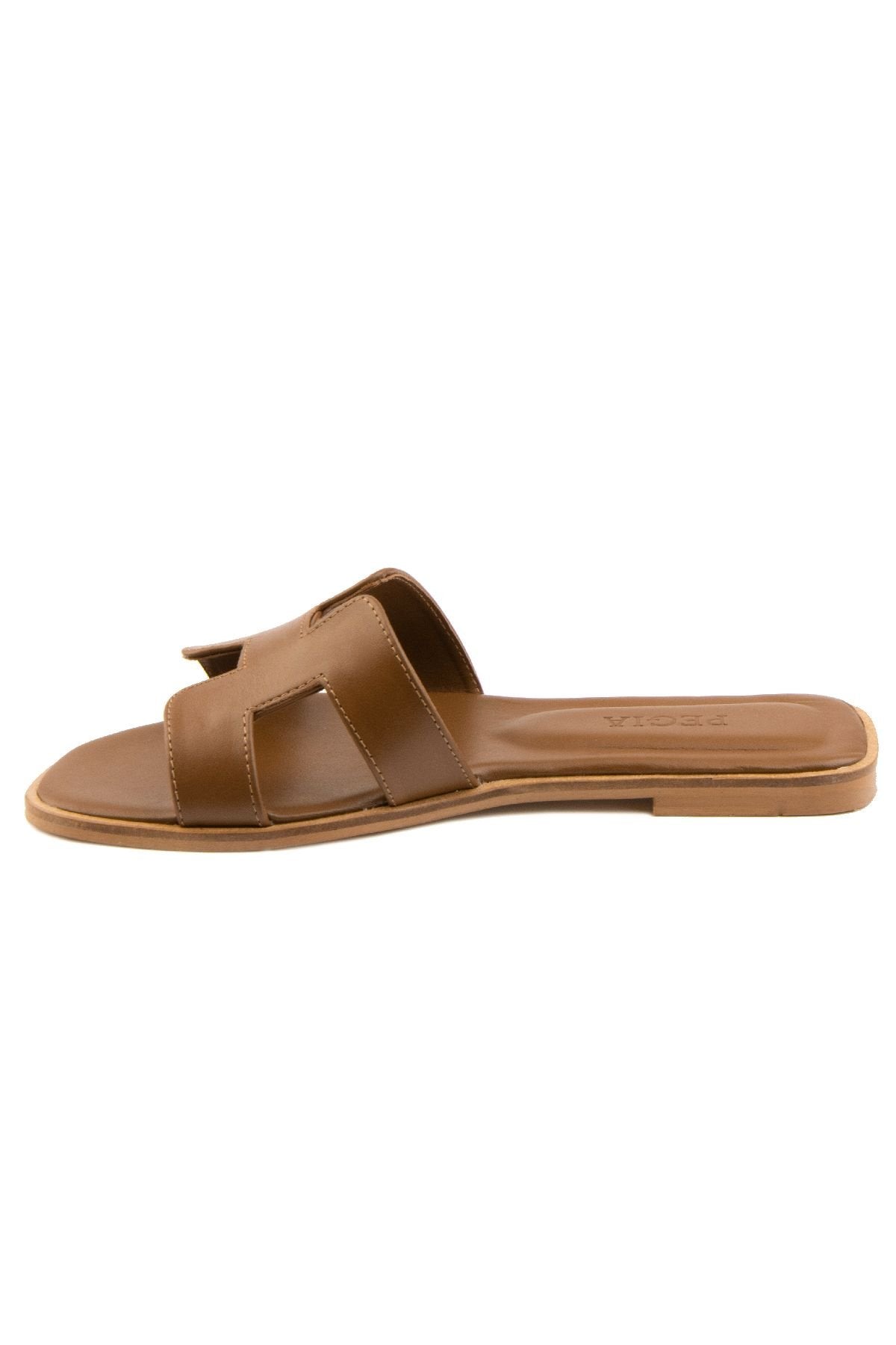 Pegia Women's Leather Slippers 215550  - Chestnut