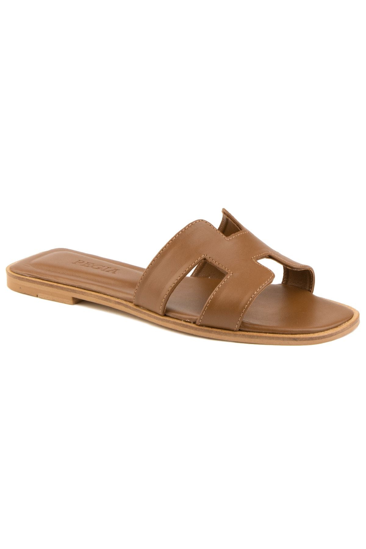 Pegia Women's Leather Slippers 215550  - Chestnut