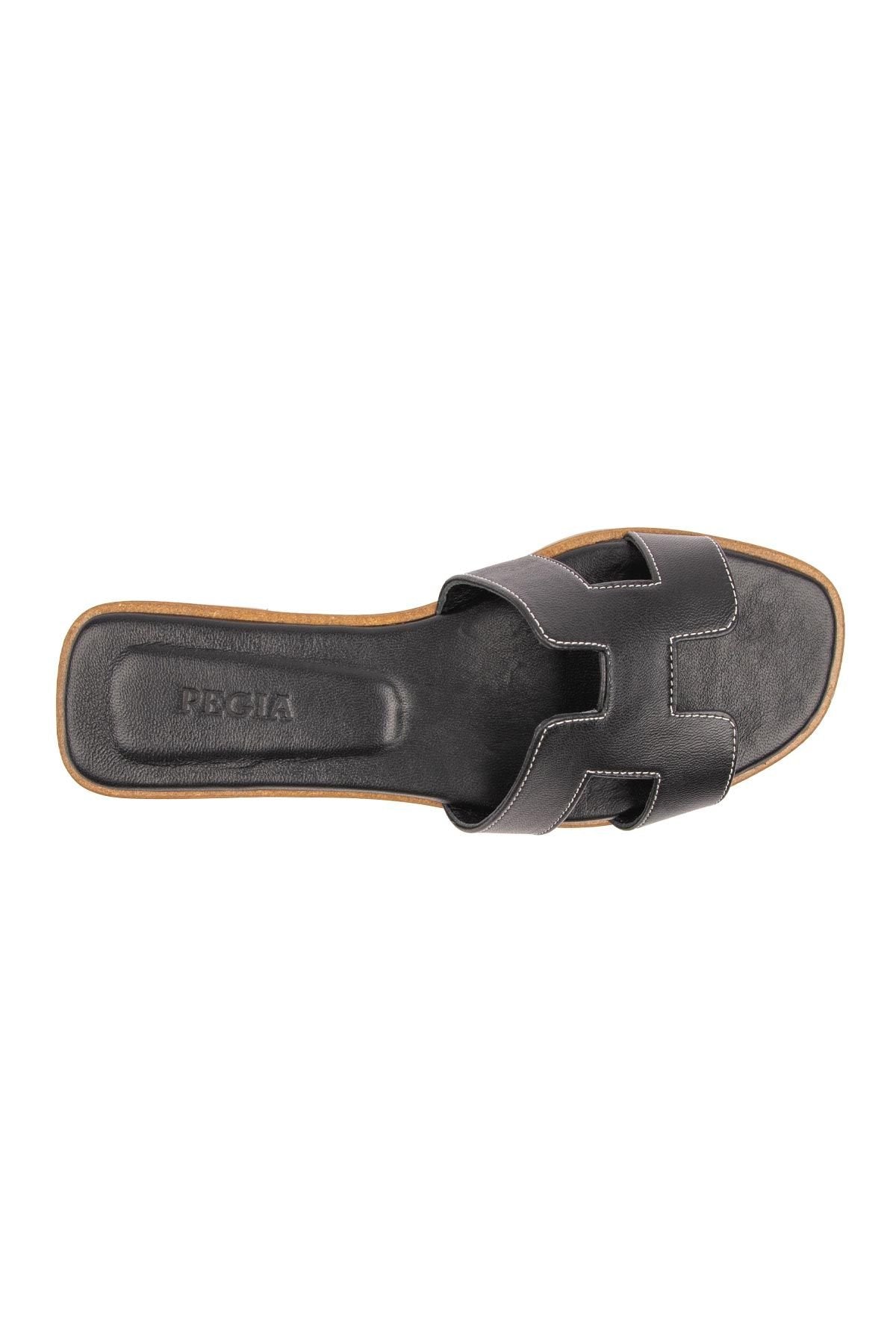Pegia Women's Leather Slippers 215550  - Black