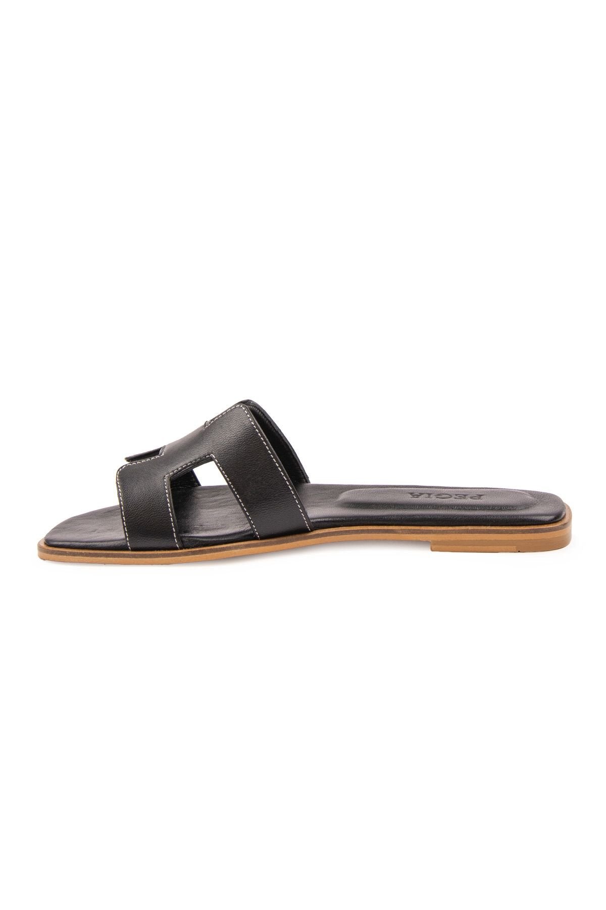 Pegia Women's Leather Slippers 215550  - Black