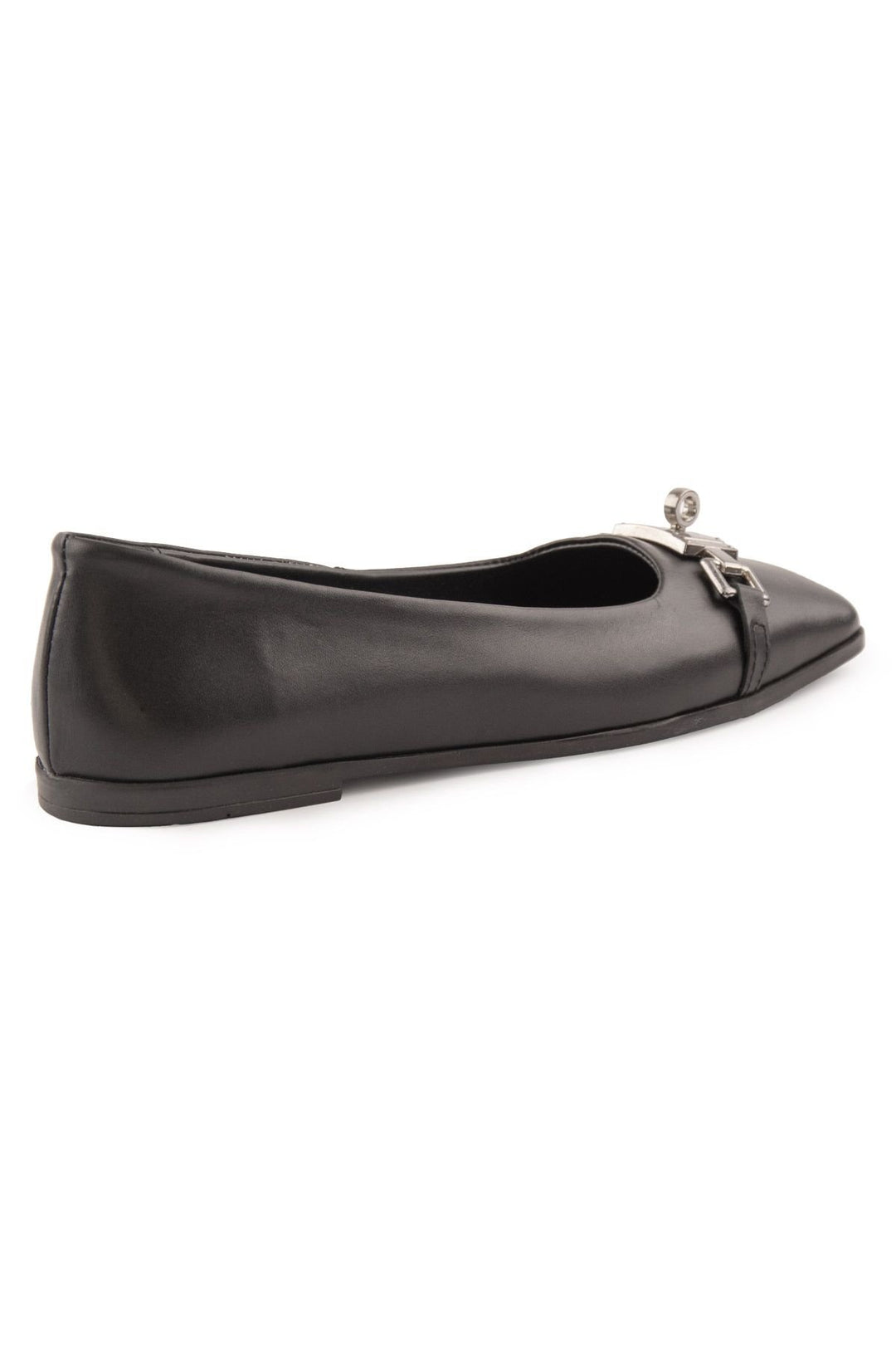 Pegia Women's Leather Buckled Ballerinas DG6032  - Black