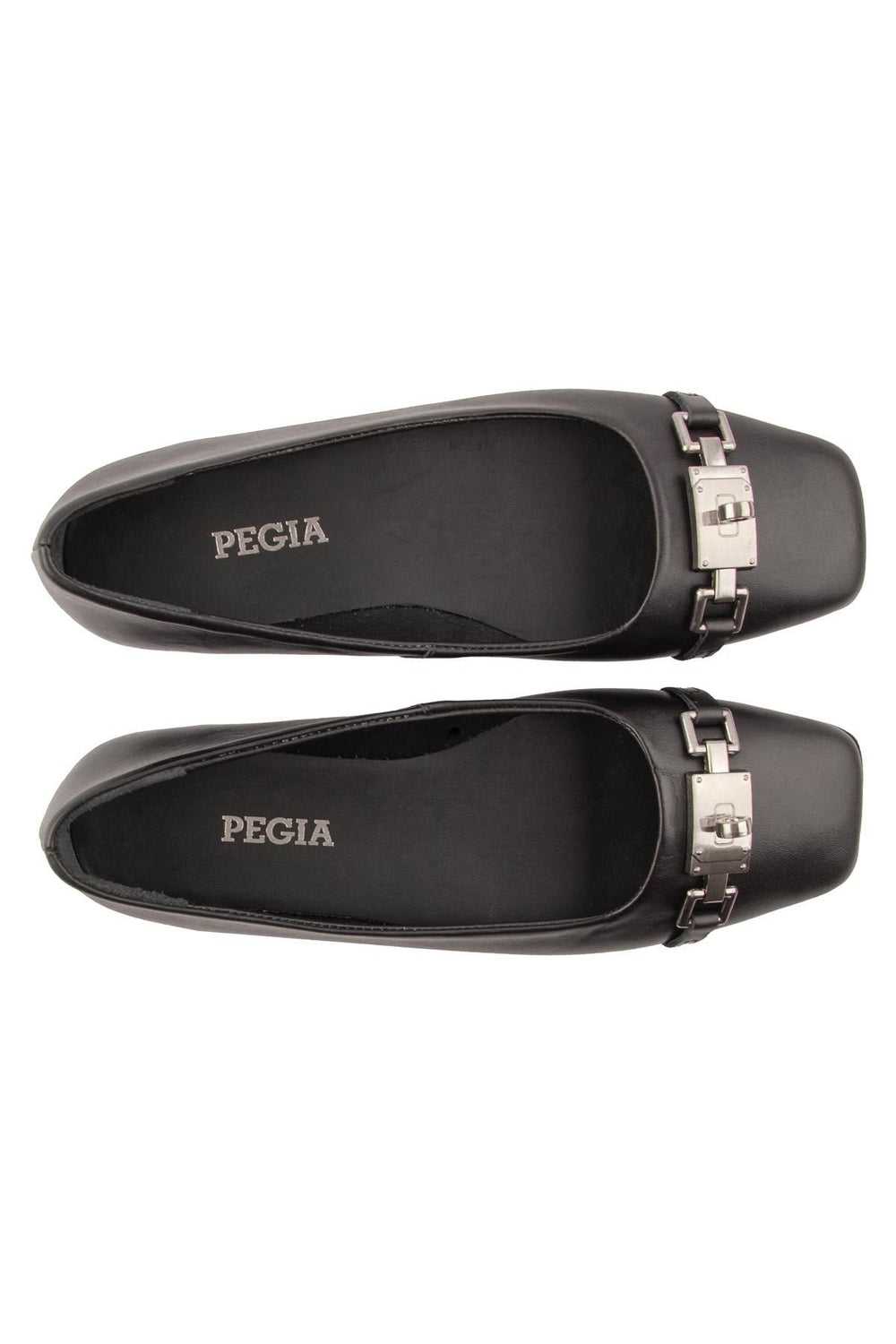 Pegia Women's Leather Buckled Ballerinas DG6032  - Black