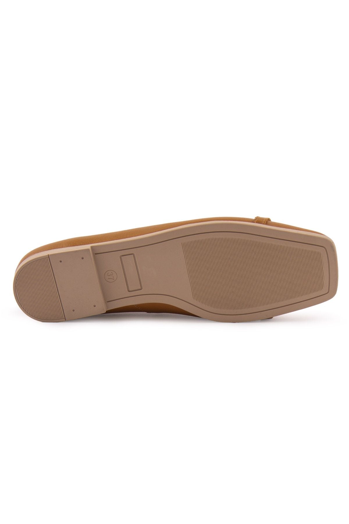 Pegia Women's Leather Buckled Ballerinas DG6032  - Chestnut