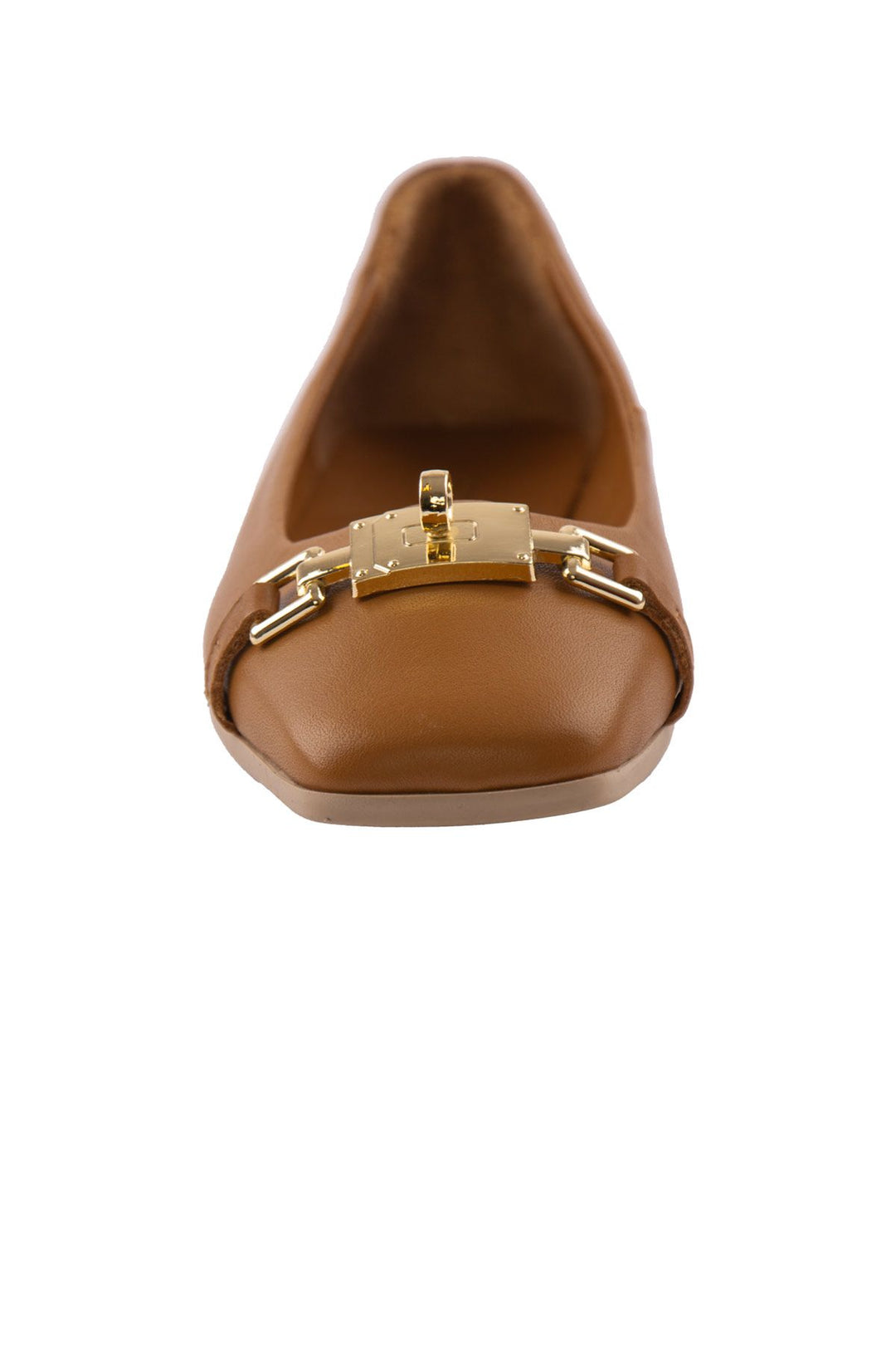 Pegia Women's Leather Buckled Ballerinas DG6032  - Chestnut