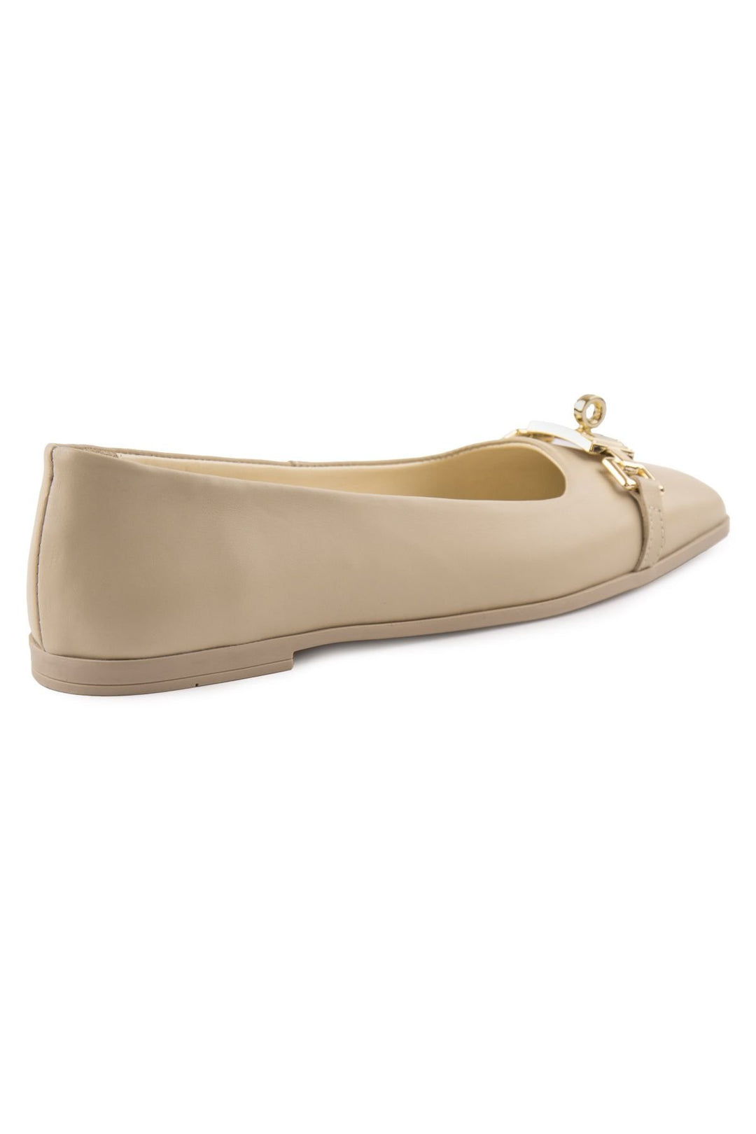 Pegia Women's Leather Buckled Ballerinas DG6032  - Beige