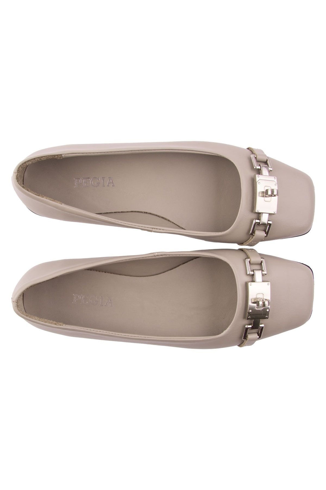 Pegia Women's Leather Buckled Ballerinas DG6032  - Stone