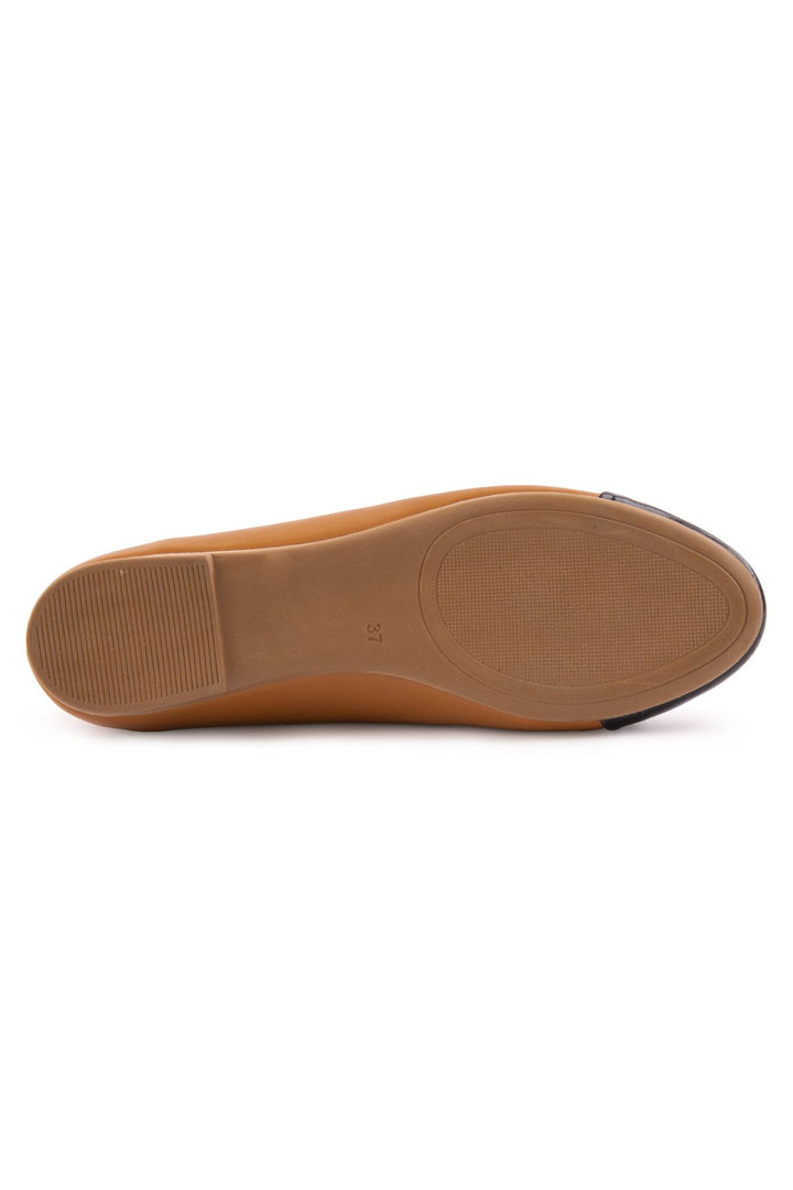 Pegia Women's Genuine Leather Ballerina DG6033  - Chestnut