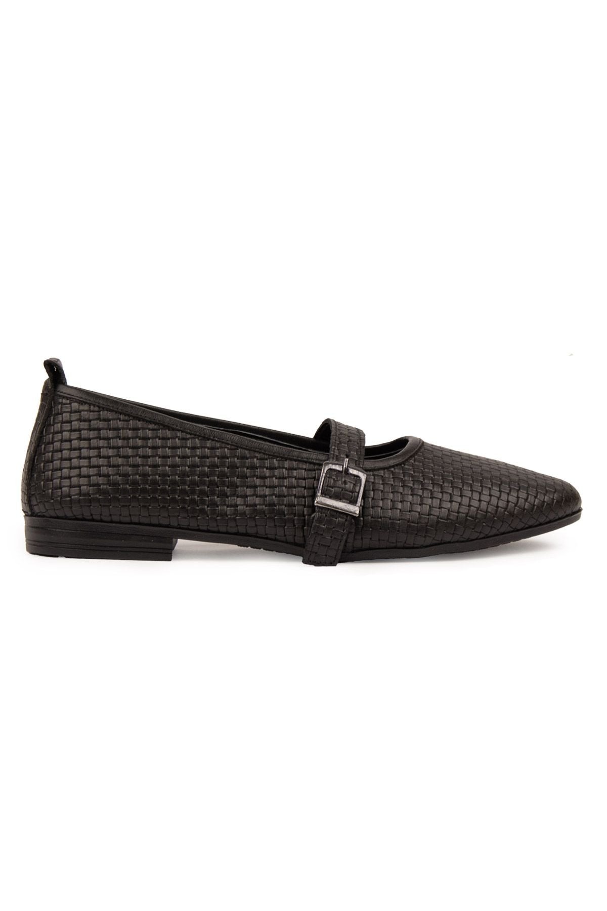 Pegia Genuine Leather Women's Ballet Flats DG6041  - Black