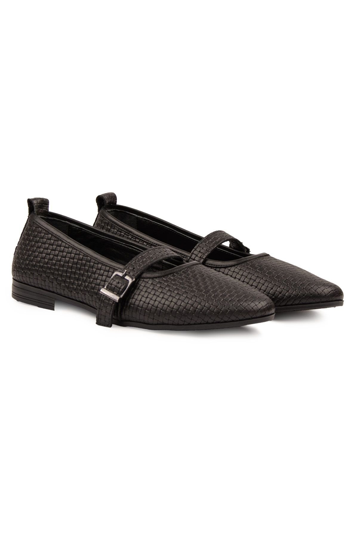 Pegia Genuine Leather Women's Ballet Flats DG6041  - Black