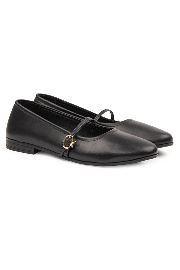 Pegia Women Leather Ballet Flats DG6042  - Black