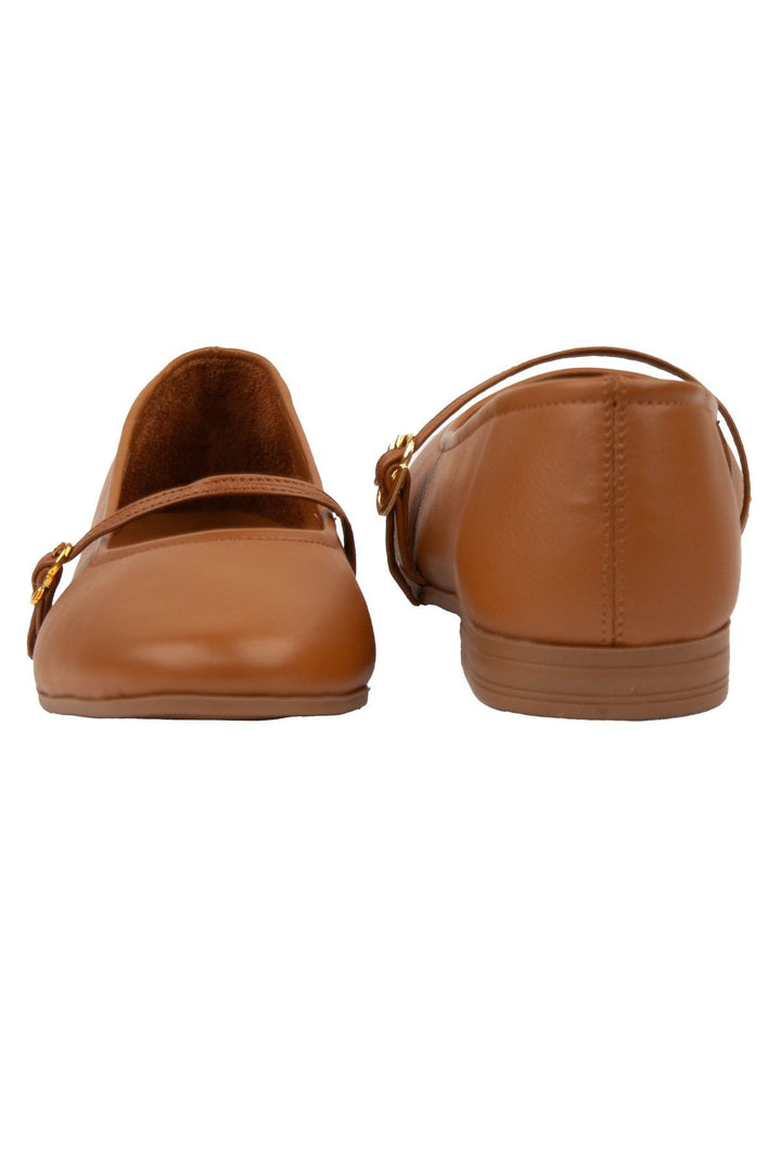 Pegia Women Leather Ballet Flats DG6042  - Chestnut