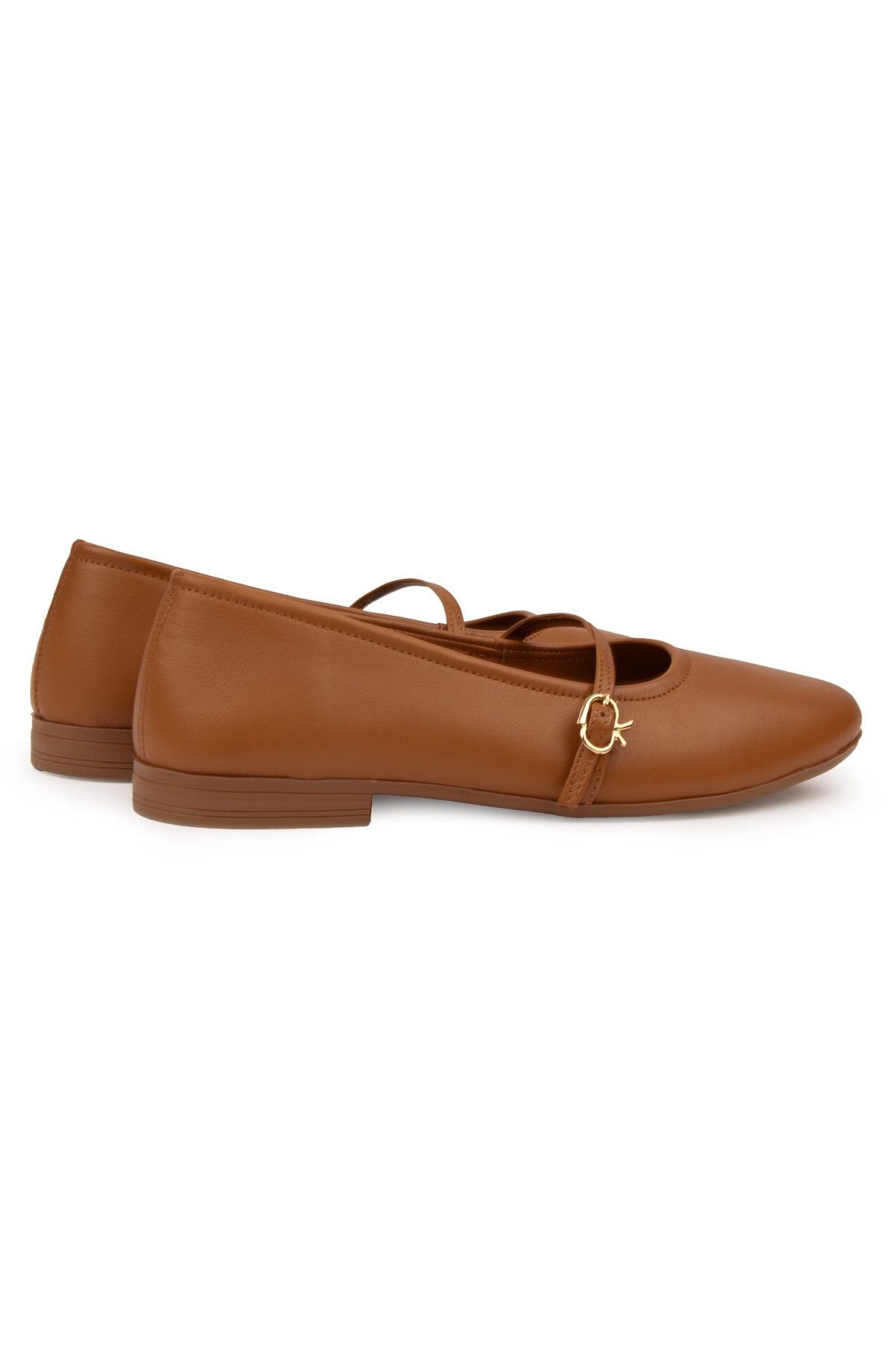 Pegia Women Leather Ballet Flats DG6042  - Chestnut