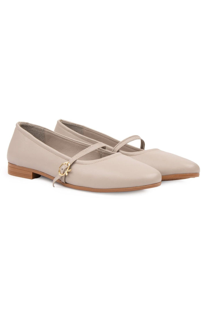 Pegia Women Leather Ballet Flats DG6042  - Stone