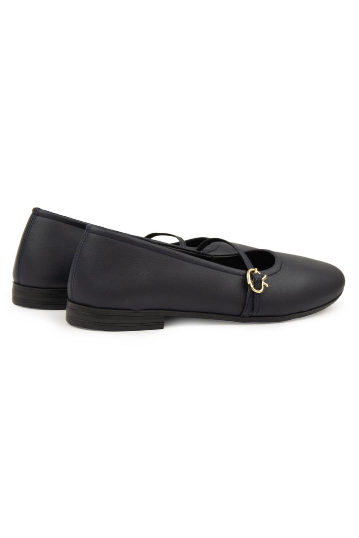 Pegia Women Leather Ballet Flats DG6042  - Navy