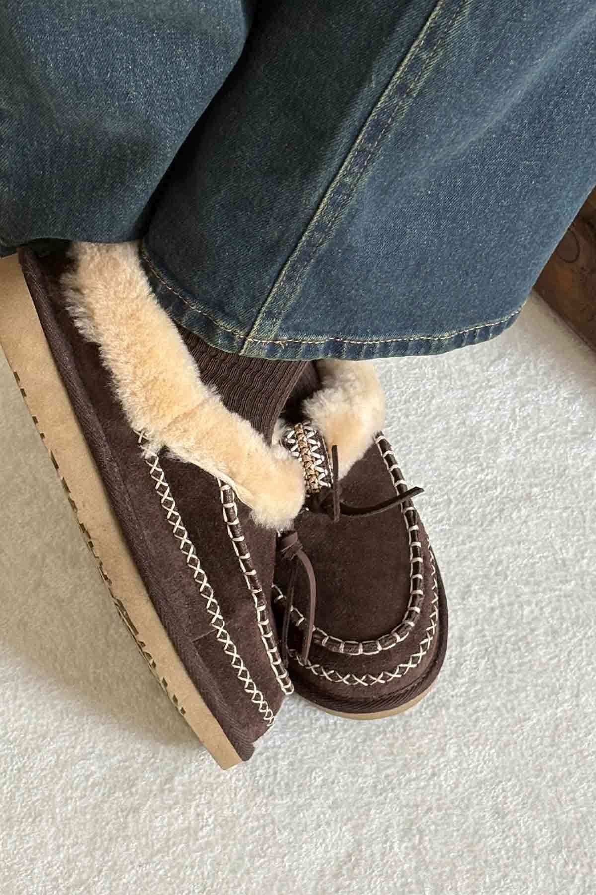 Pegia Women’s Sheepskin Shoes 191159  - Light Brown