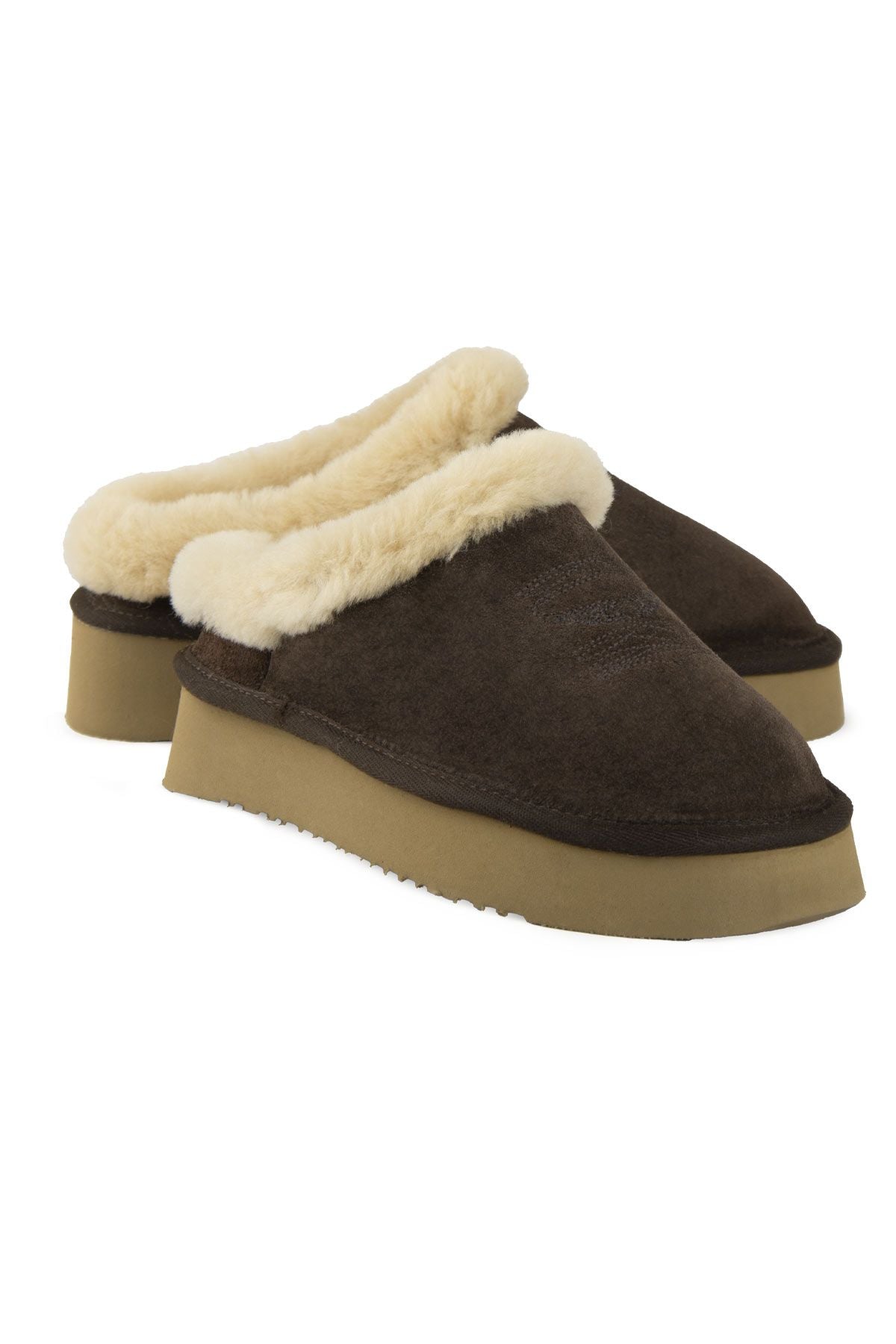 Pegia Women’s Sheepskin Slippers 191157  - Choco
