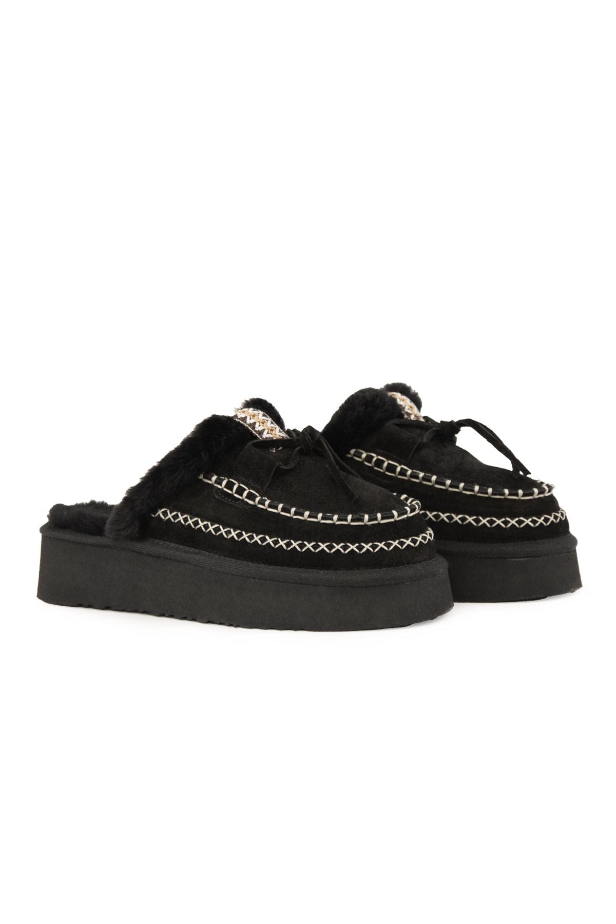 Pegia Women’s Genuine Sheepskin Slippers 191161  - Black