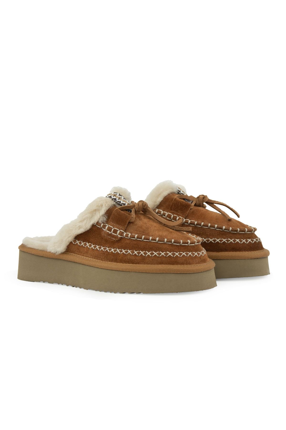 Pegia Women’s Genuine Sheepskin Slippers 191161  - Chestnut