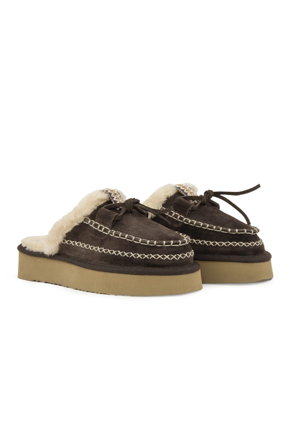 Pegia Women’s Genuine Sheepskin Slippers 191161  - Choco