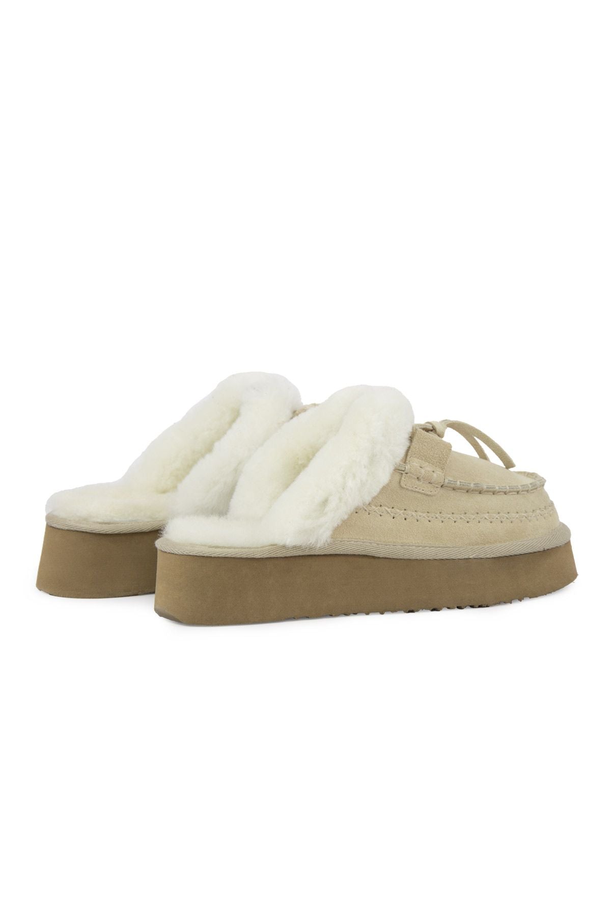Pegia Women’s Genuine Sheepskin Slippers 191161  - Beige