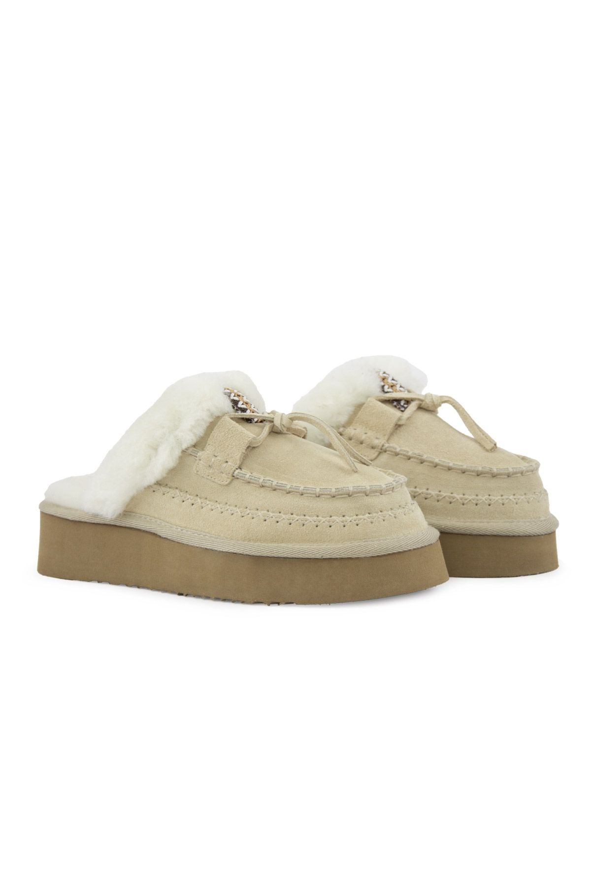 Pegia Women’s Genuine Sheepskin Slippers 191161  - Beige