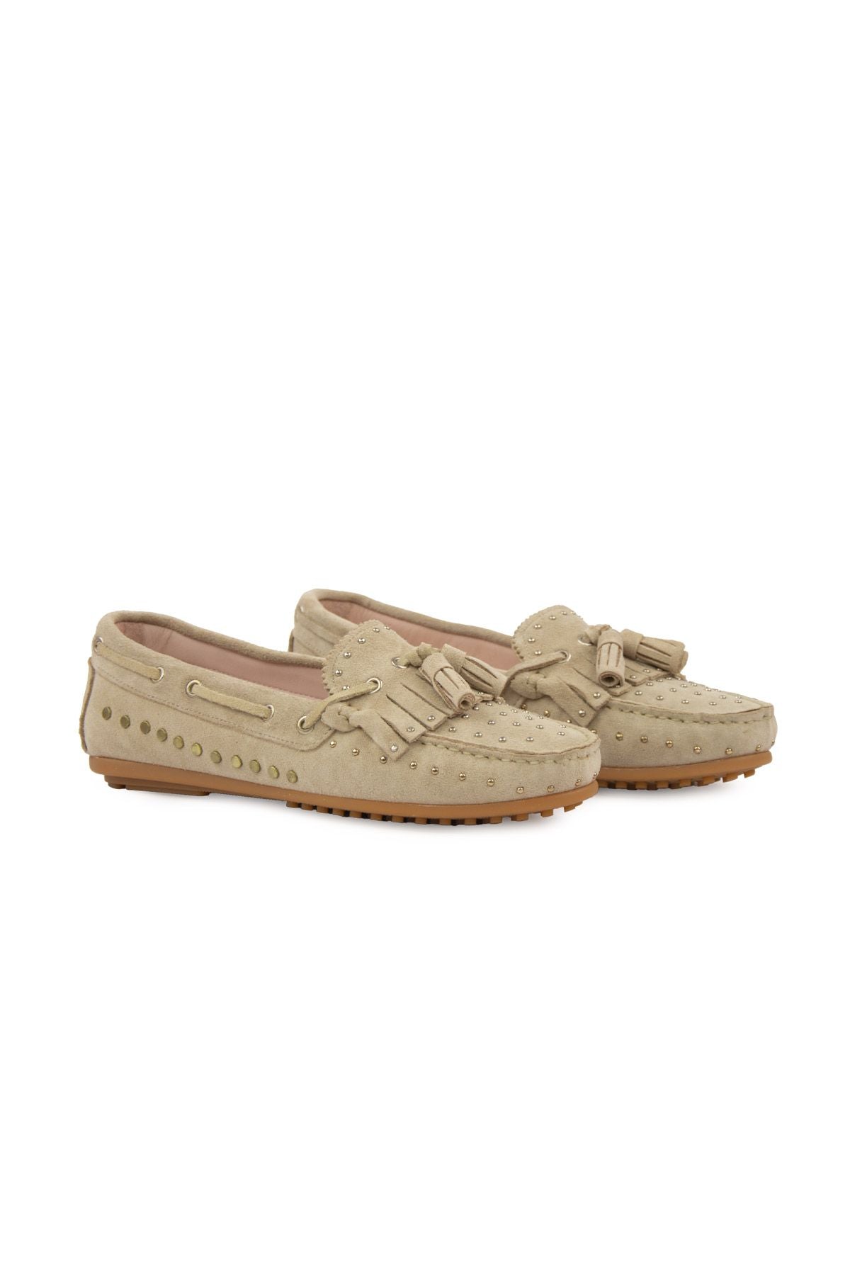 Pegia Women's Genuine Suede Loafers 700915  - Beige