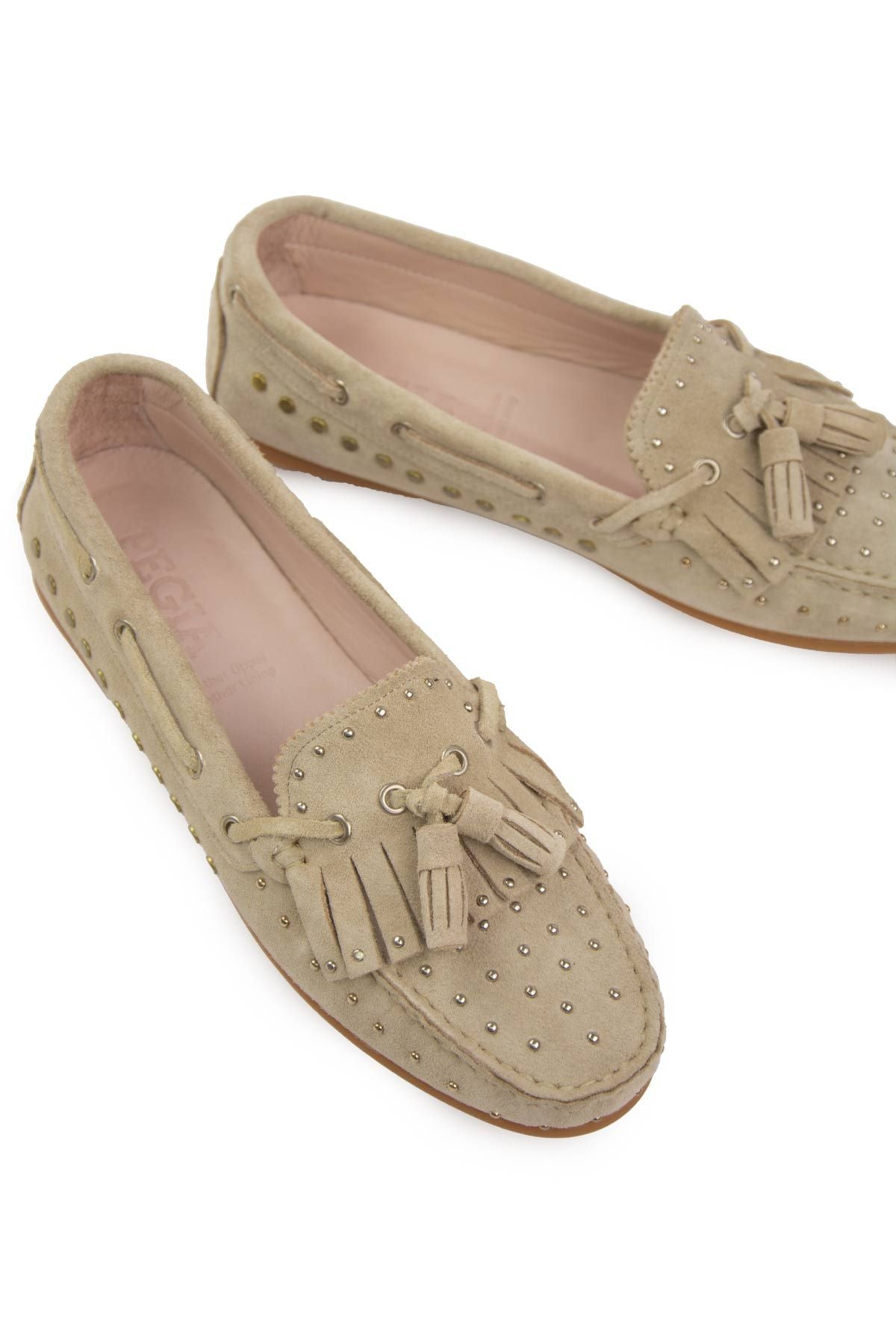 Pegia Women's Genuine Suede Loafers 700915  - Beige