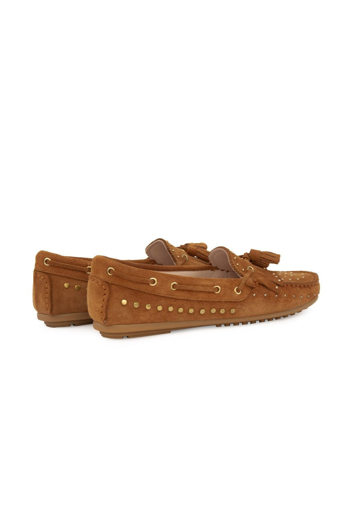 Pegia Women's Genuine Suede Loafers 700915  - Chestnut