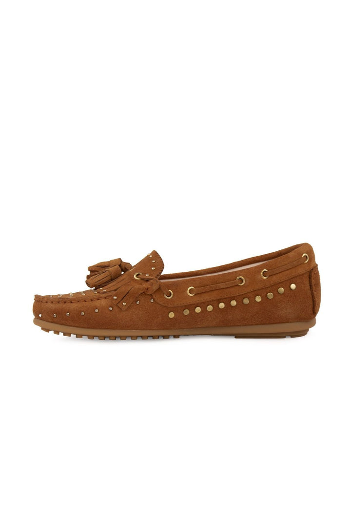 Pegia Women's Genuine Suede Loafers 700915  - Chestnut