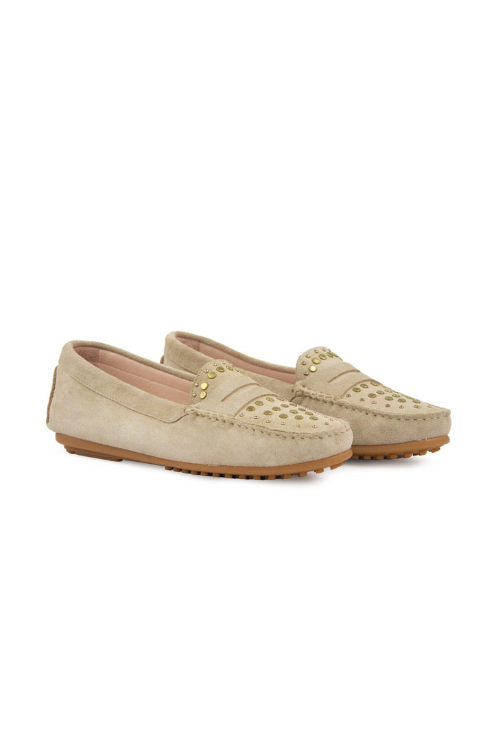 Pegia Women's Genuine Suede Loafers 700916  - Beige