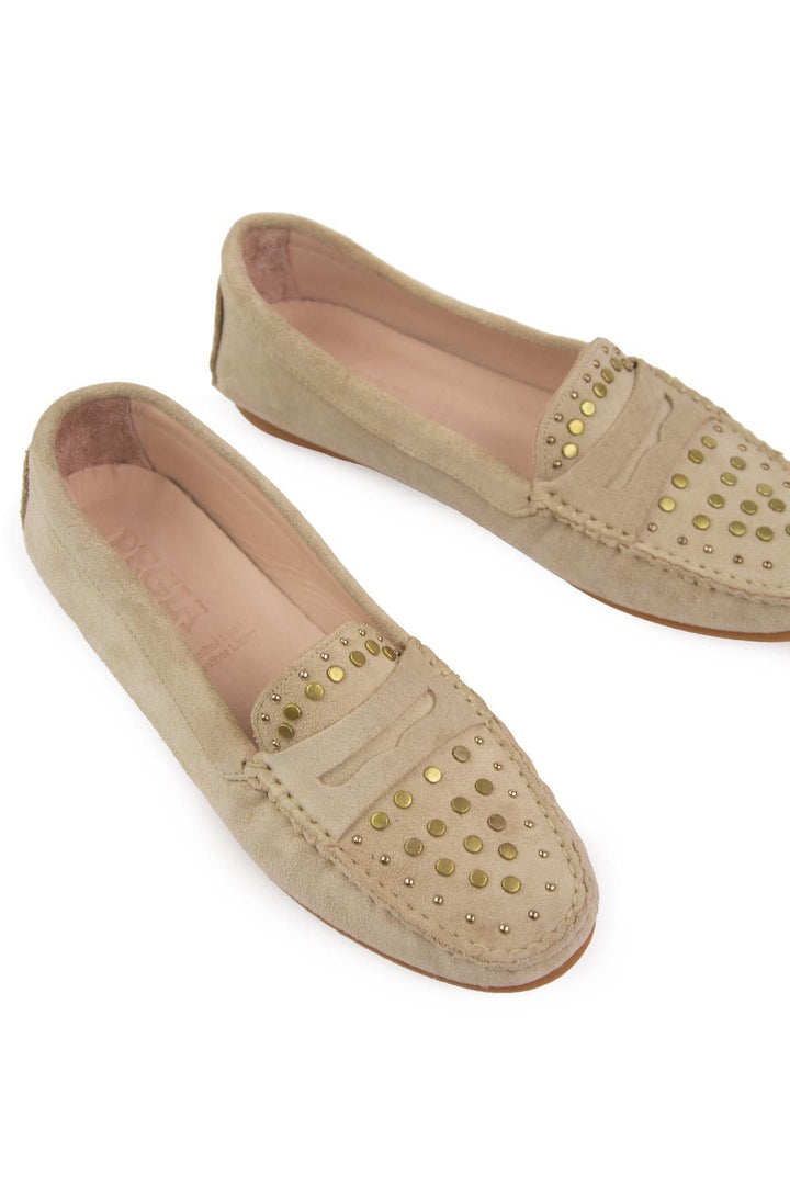 Pegia Women's Genuine Suede Loafers 700916  - Beige