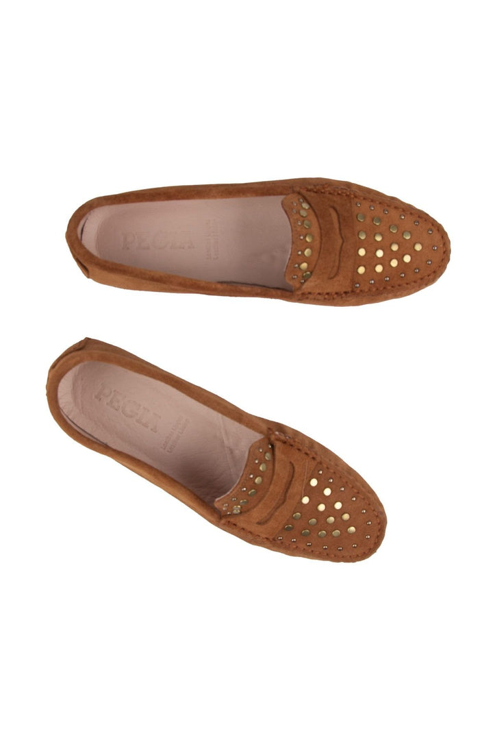 Pegia Women's Genuine Suede Loafers 700916  - Chestnut