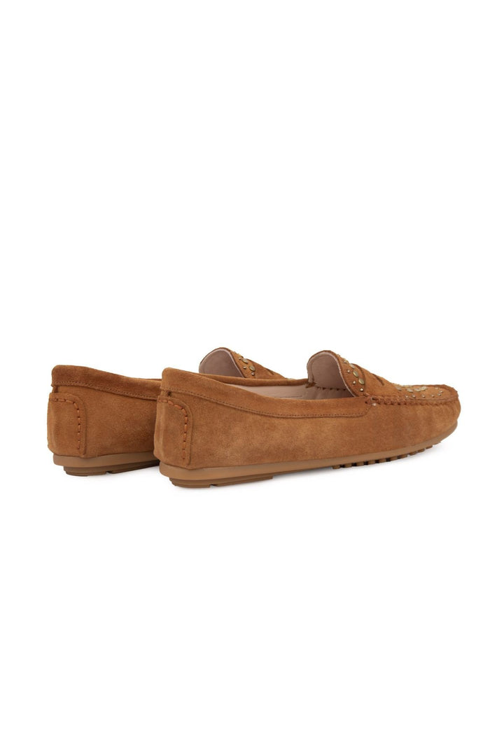 Pegia Women's Genuine Suede Loafers 700916  - Chestnut