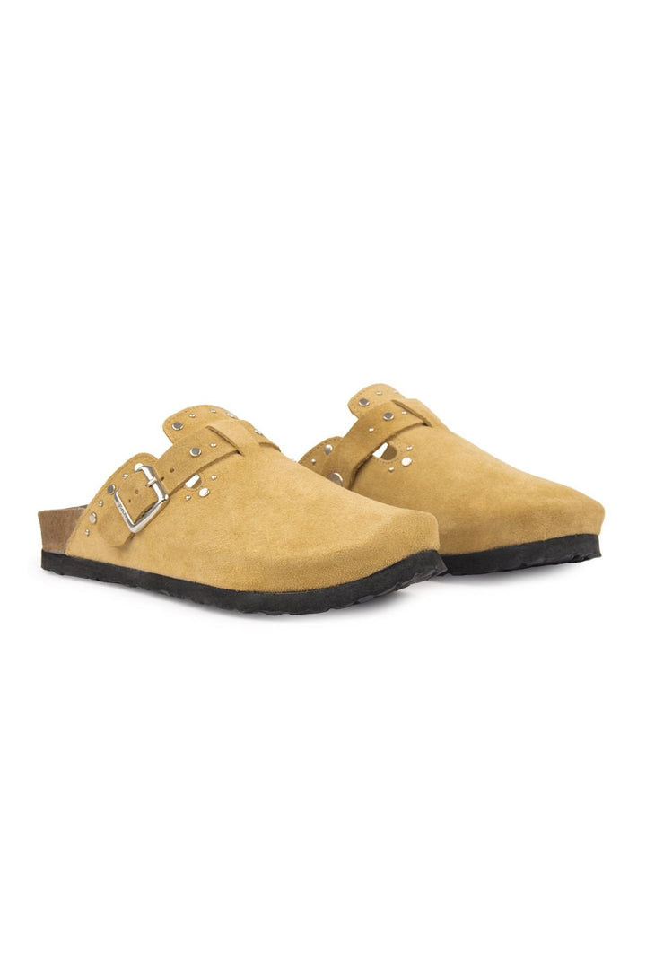 Pegia Women's Genuine Suede Clogs 215542  - Mustard