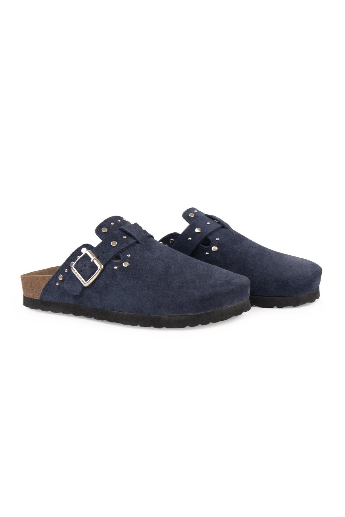 Pegia Women's Genuine Suede Clogs 215542  - Navy