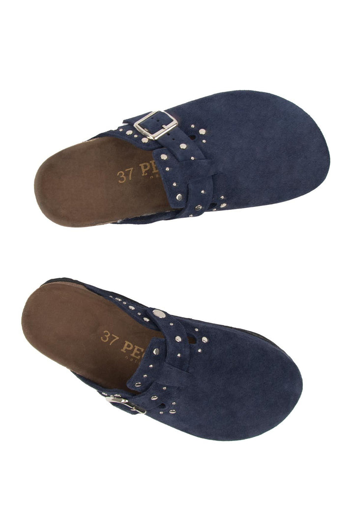 Pegia Women's Genuine Suede Clogs 215542  - Navy