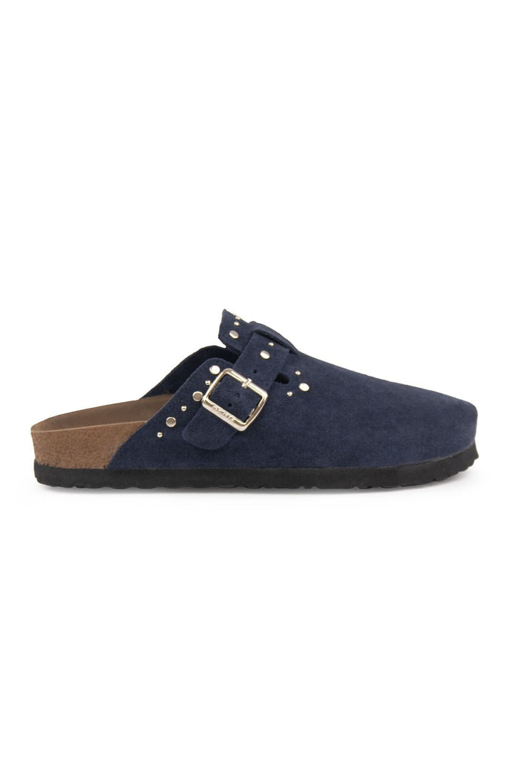 Pegia Women's Genuine Suede Clogs 215542  - Navy