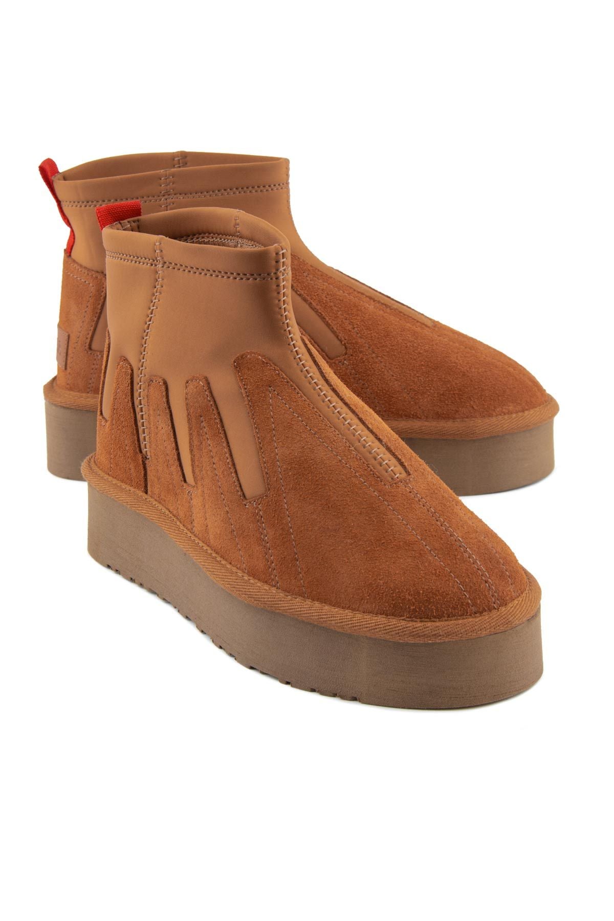 Pegia Women’s Suede Stretch Boots 191153  - Chestnut