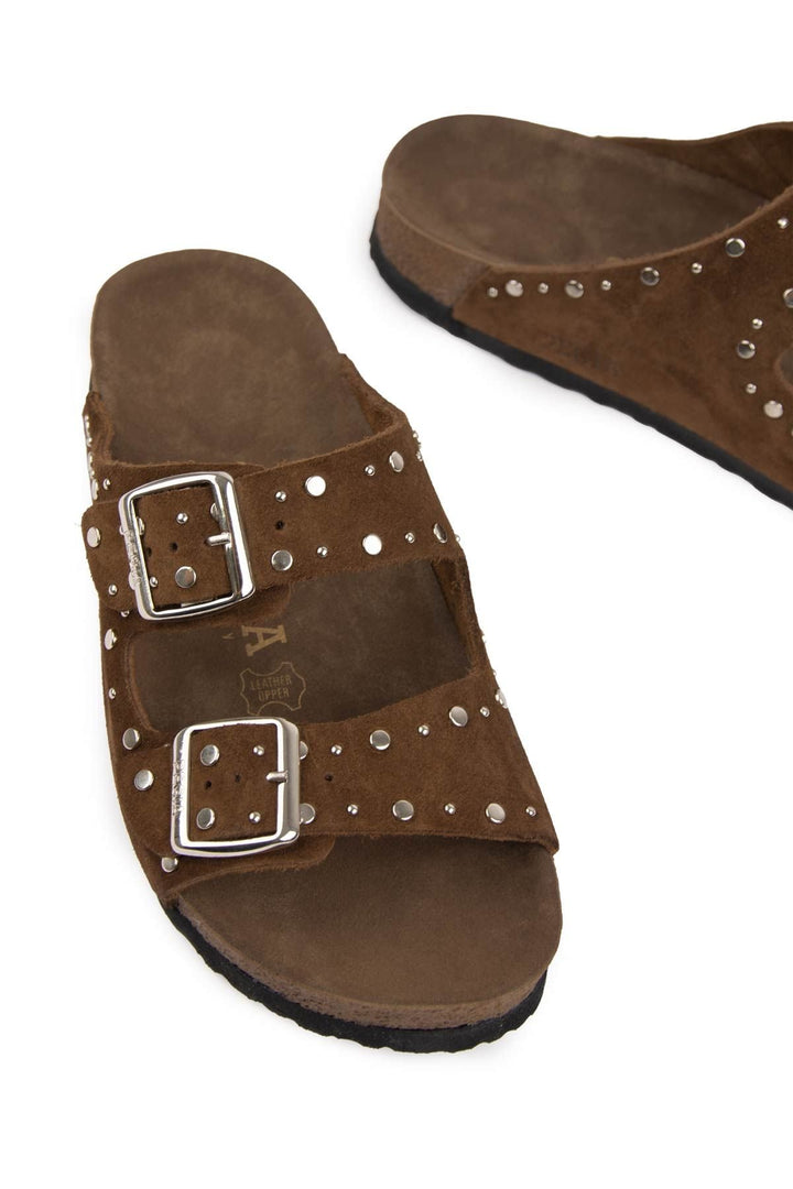 Pegia Women's Genuine Suede Slippers 215543  - Choco