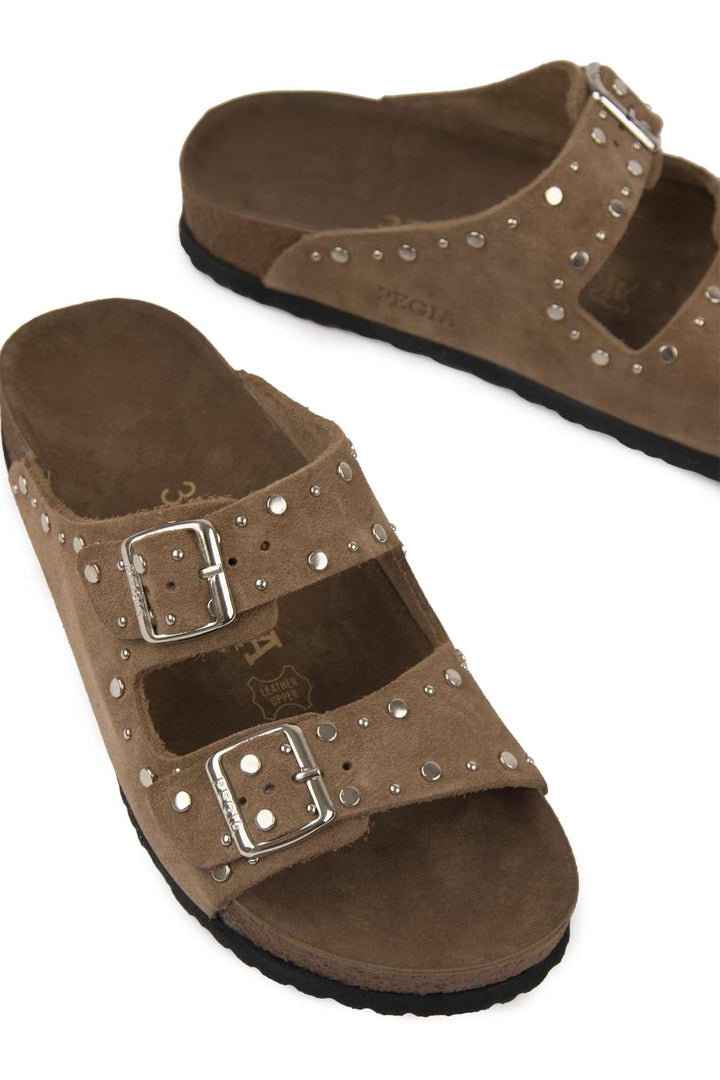 Pegia Women's Genuine Suede Slippers 215543  - Stone