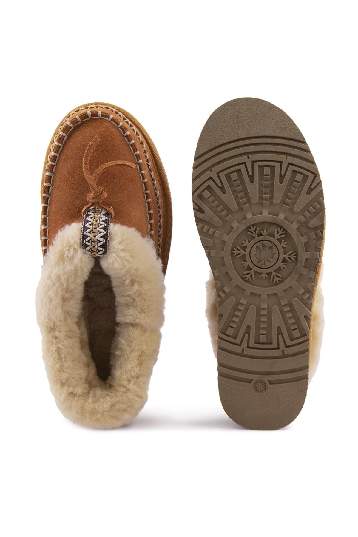Pegia Women’s Sheepskin Platform Shoes 191164  - Chestnut