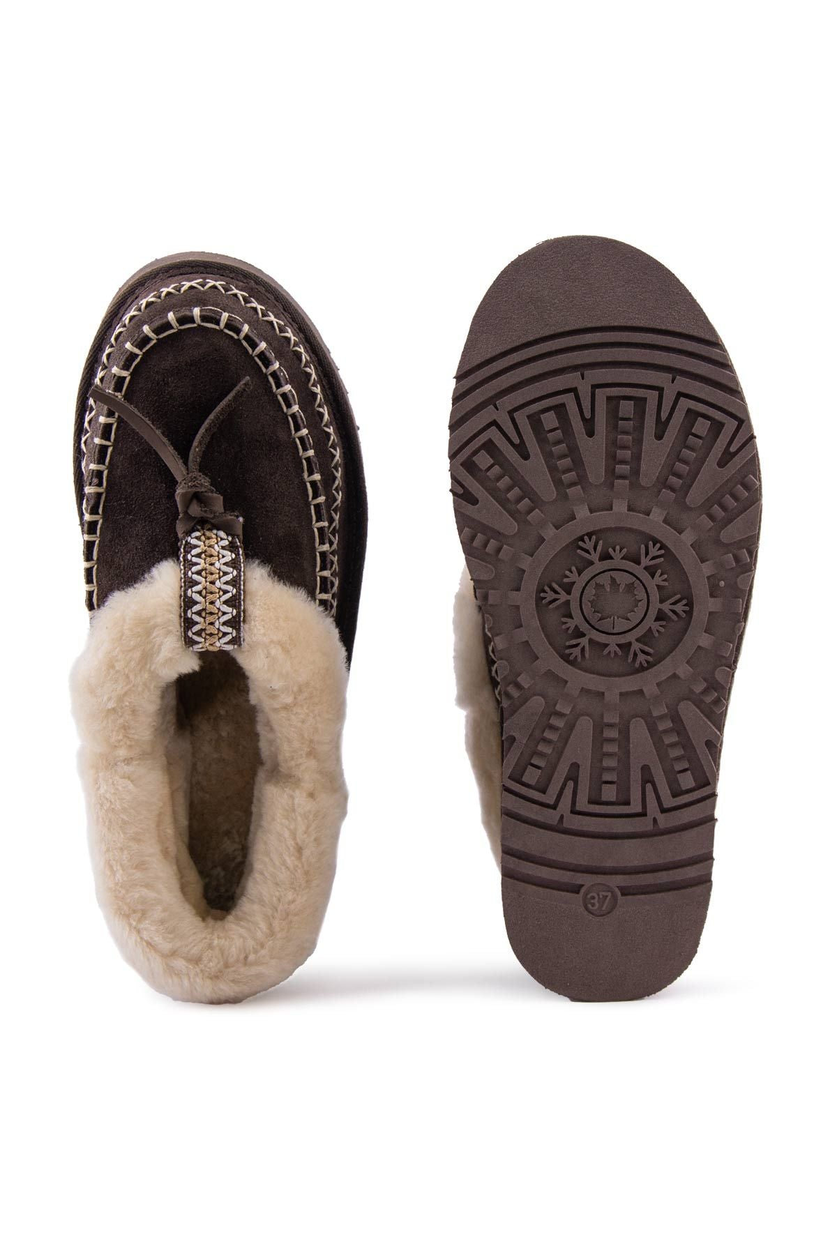 Pegia Women’s Sheepskin Platform Shoes 191164  - Choco