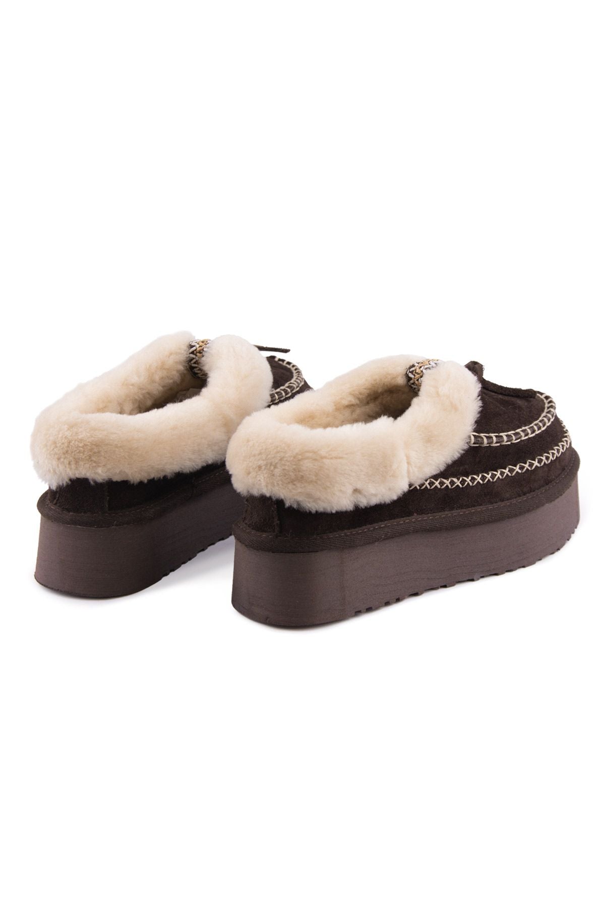 Pegia Women’s Sheepskin Platform Shoes 191164  - Choco