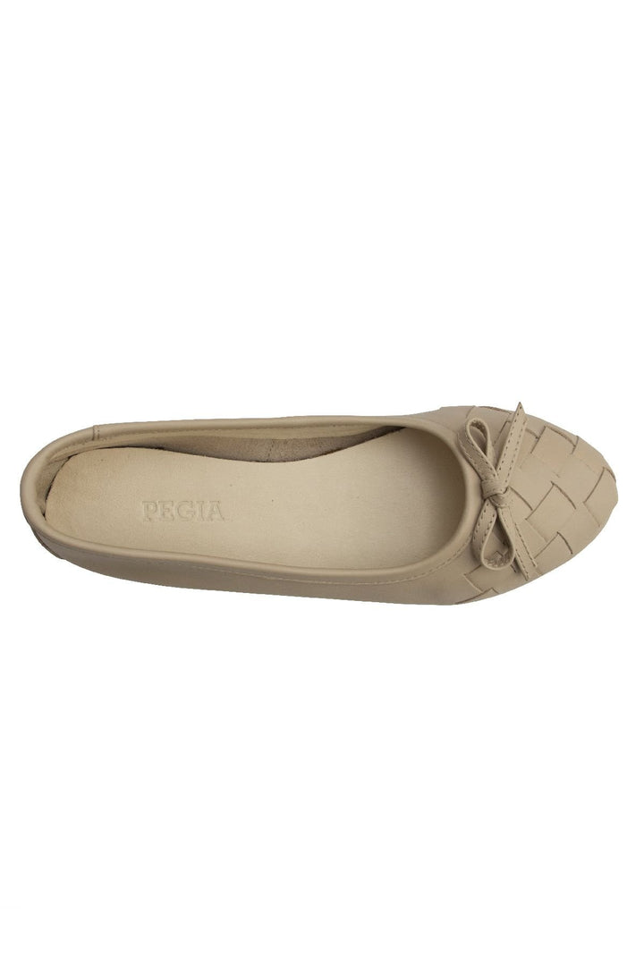 Pegia Women's Leather Ballet Shoes DG6019  - Beige