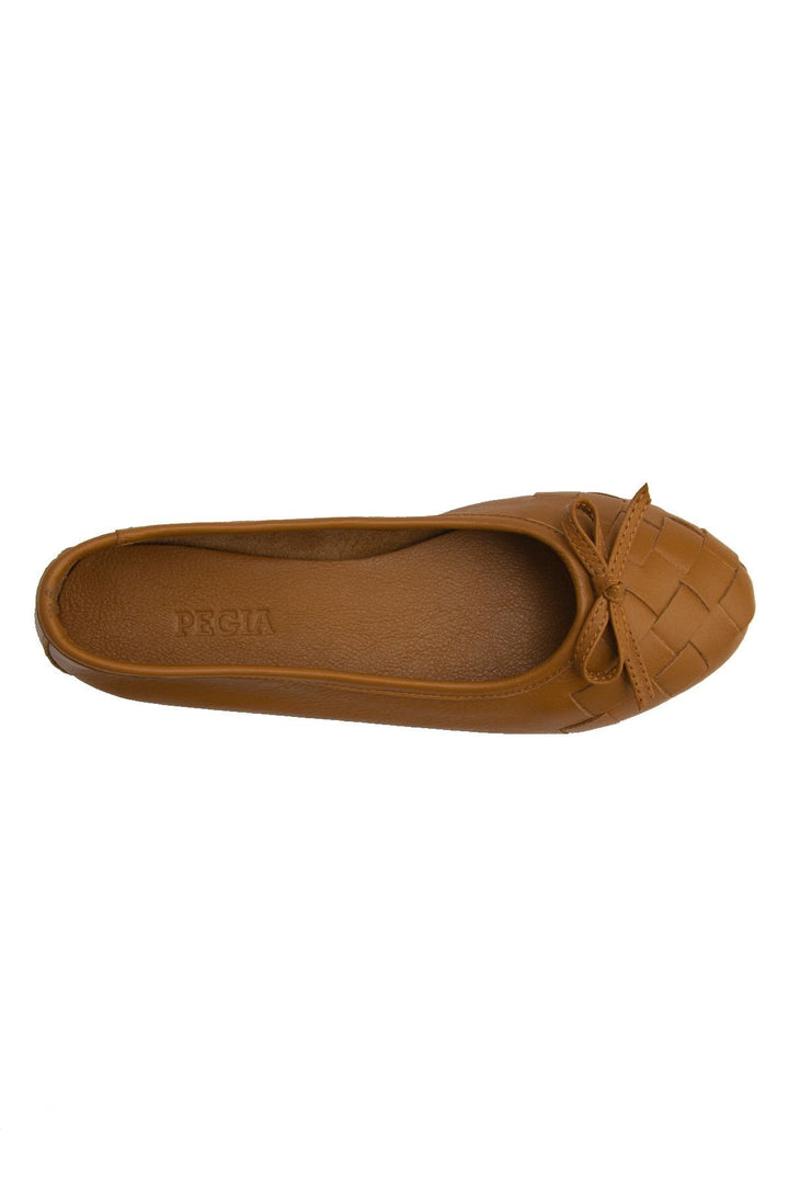 Pegia Women's Leather Ballet Shoes DG6019  - Chestnut