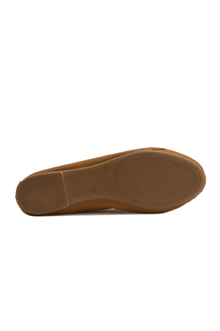 Pegia Women's Leather Ballet Shoes DG6019  - Chestnut