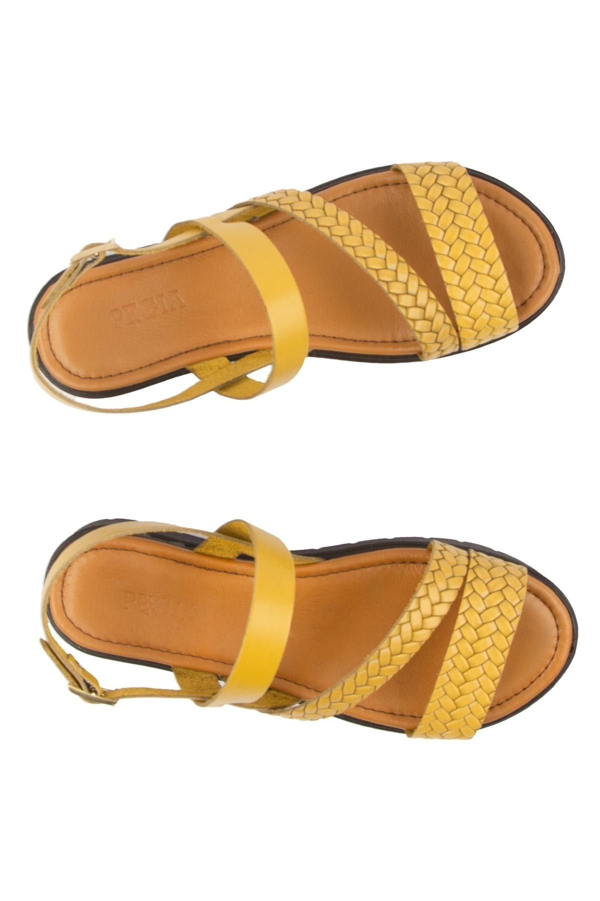 Pegia Women's Braided Leather Sandals DG6060  - Yellow
